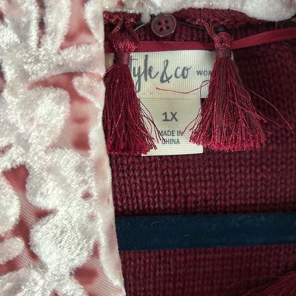 NWT Style&Co Red Knit Sweater w/ Infinity Scarf sz 1X - Picture 11 of 12